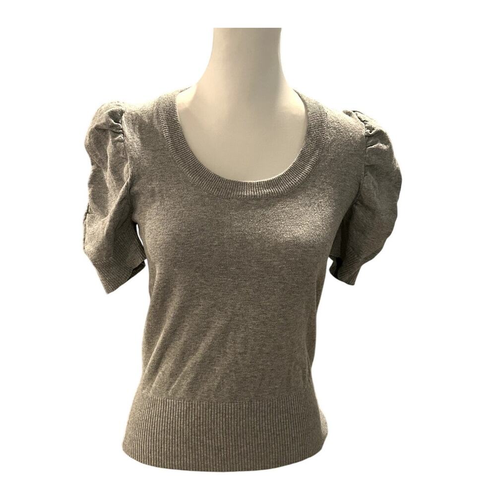 Lou Lou Gray Short Sleeve Sweater Top Medium